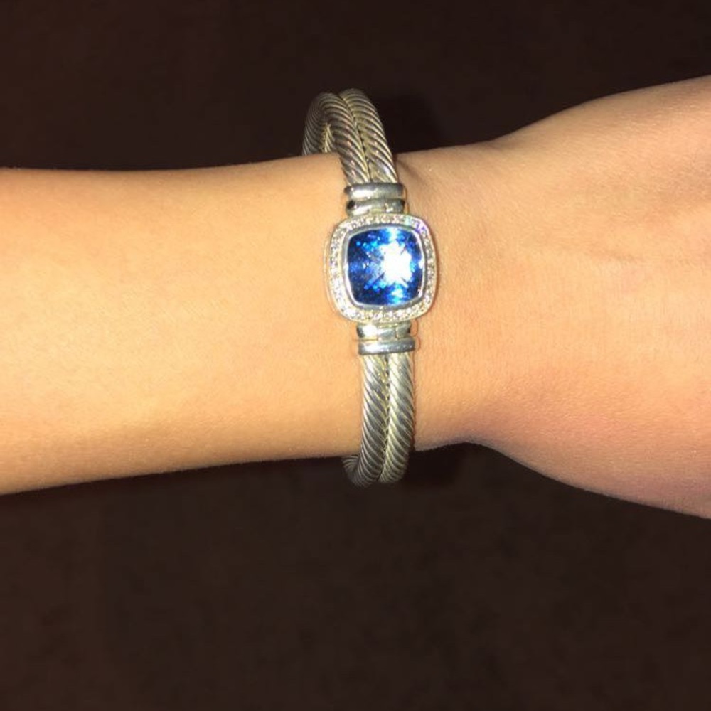 DAVID YURMAN Blue Topaz & Diamonds Albion Bracelet